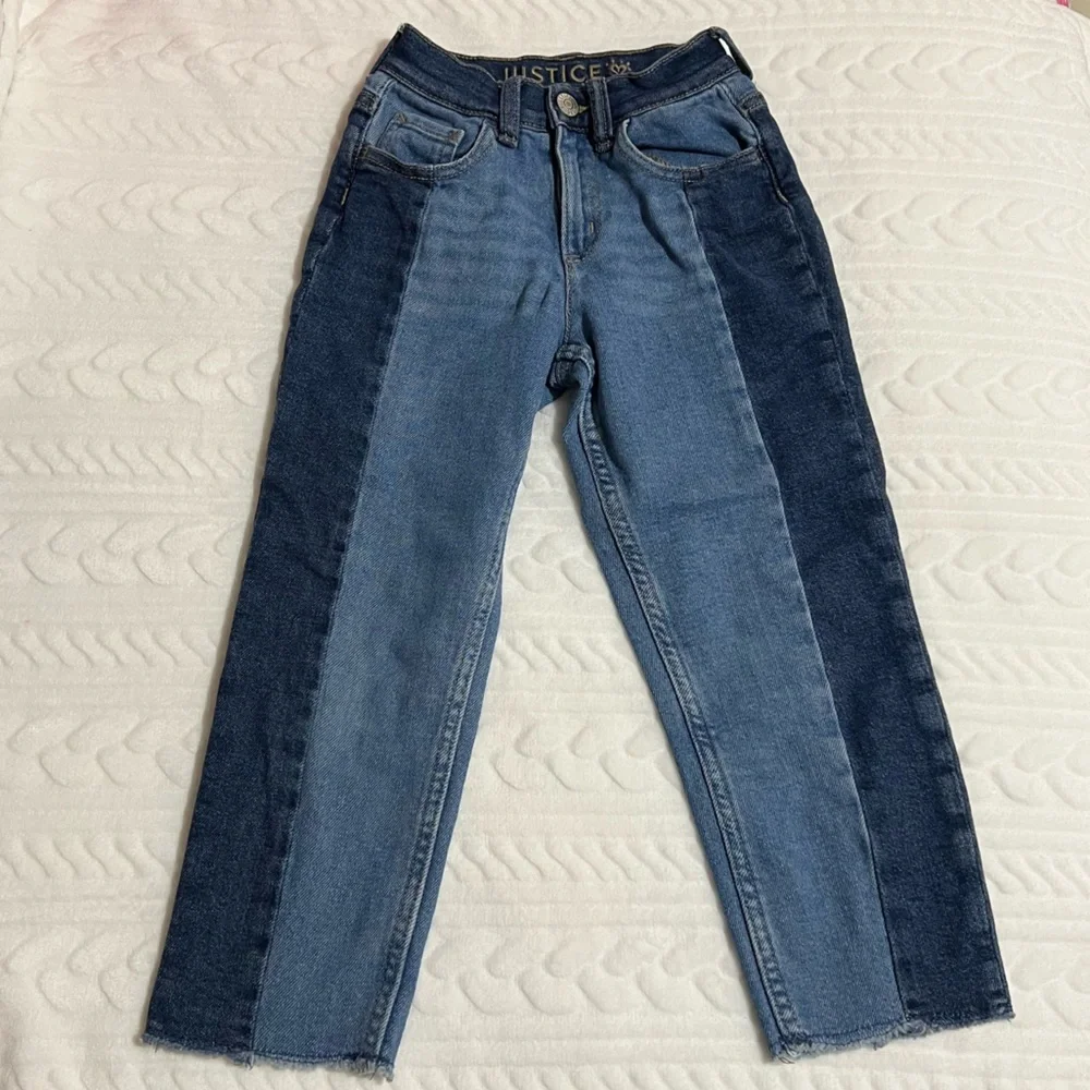 💗‎ Justice - Girls Two Tone Cropped Straight Jeans